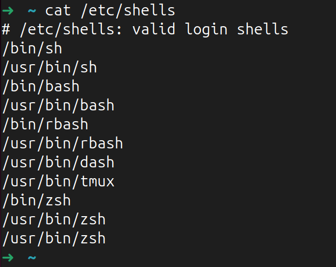 listing all shells installed in Linux Ubuntu system