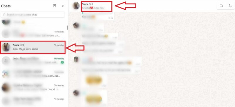 Steps to Open Whatsapp Group Chat on Web platform to customize notification tone