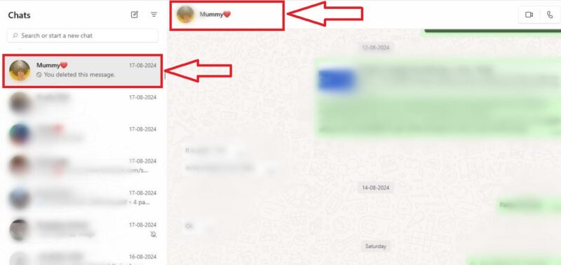 Steps to Open Whatsapp Personal Chat on WhatsApp Web to customize notification tone