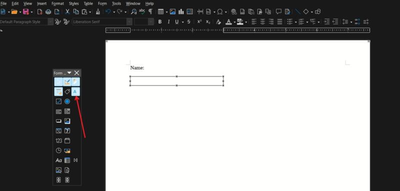 Adding text box in document created with LibreOffice.