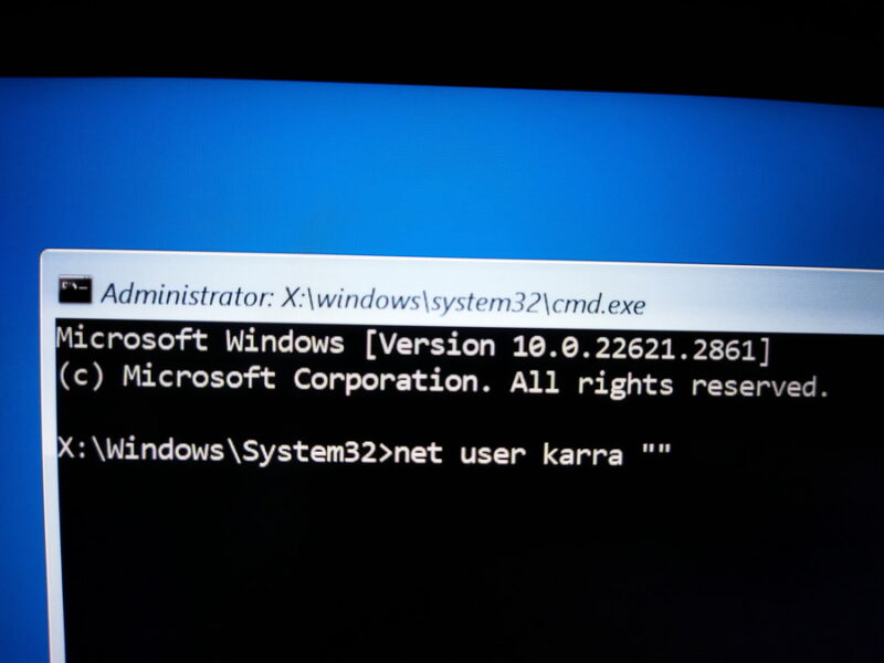 Enter the command to remove Password in Command Prompt