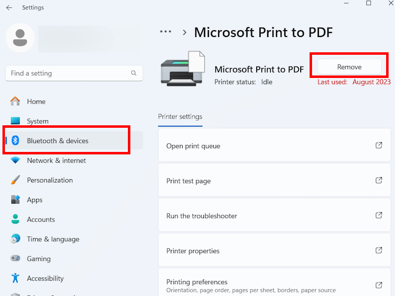 Remove Printer From Settings