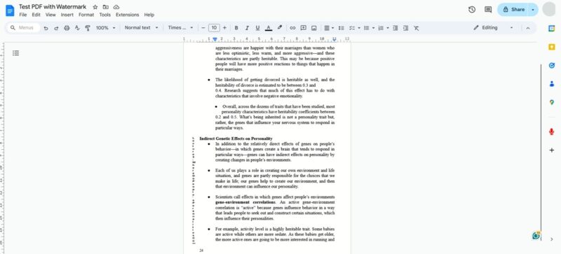 Google Docs with watermark removed view.