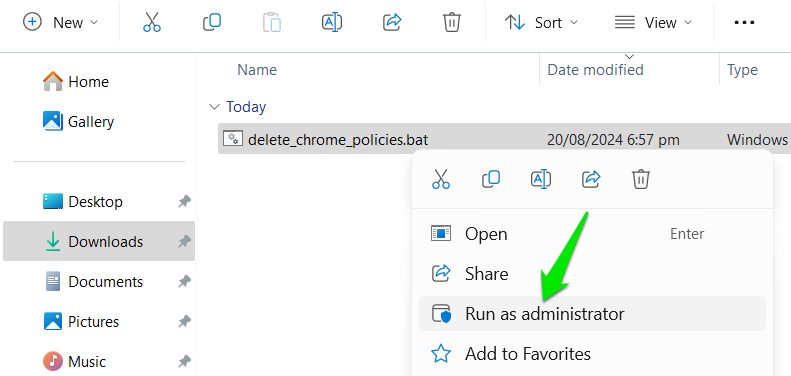 Run Chrome Policy Remover as administrator