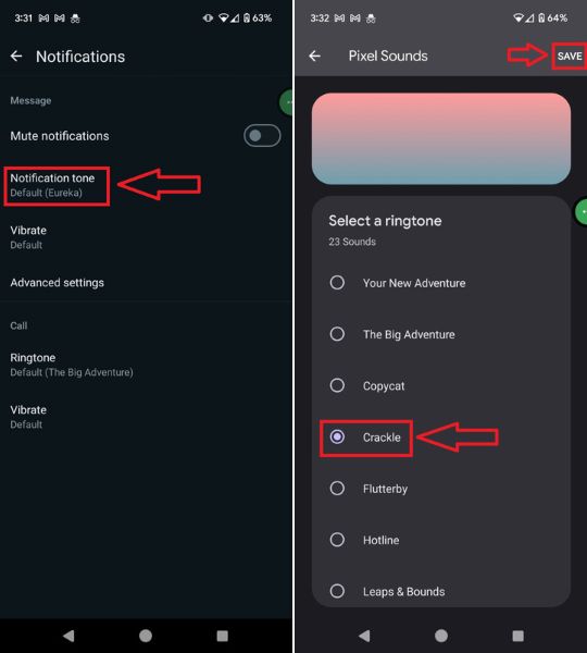 Steps to Select Custom Tone WhatsApp Personal WhatsApp Chat from Mobile phone app.