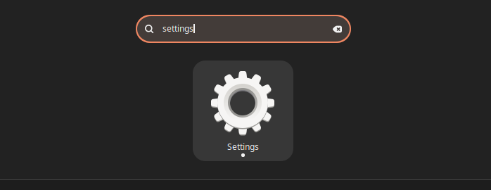Displaying settings icon in the applications menu.