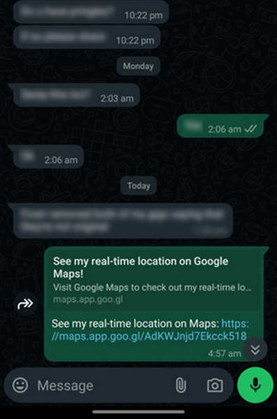 Shared Location On Whatsapp