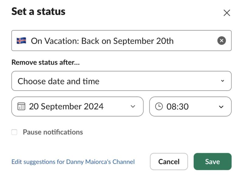 Slack Status With Flag