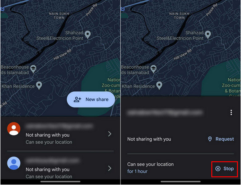 Stop Sharing Location Android