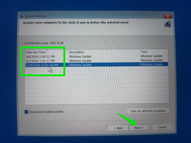 Restore the system to an earlier date with System Restore