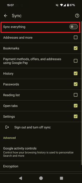 Syncing custom data in Chrome mobile app. 