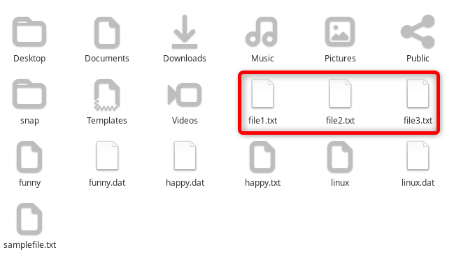 Viewing multiple empty files in the specified directory.