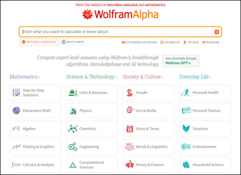 Wolfram Alpha Home