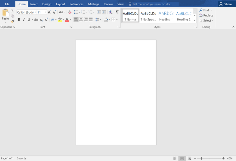 Blank page in Microsoft Word