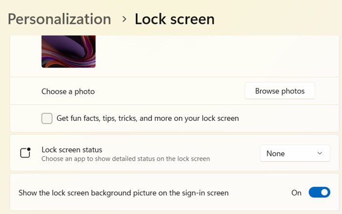 More lock screen options in Windows 11.