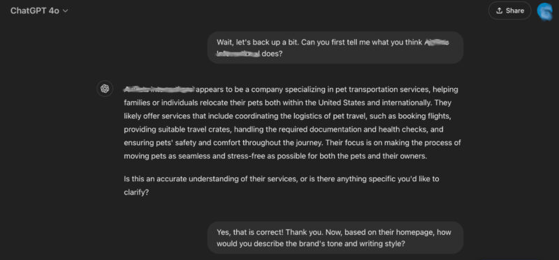 Asking ChatGPT Questions to Clarify Its Understanding of Information