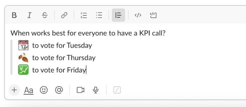 Create Blockquote Poll With Emojis in Slack