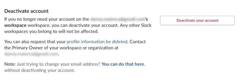 Deactivate Slack Account