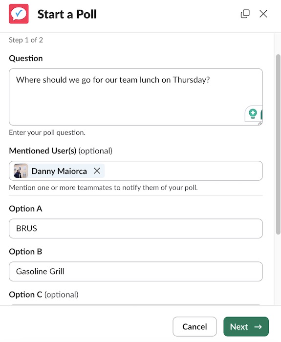 Start a poll in the Kyber app