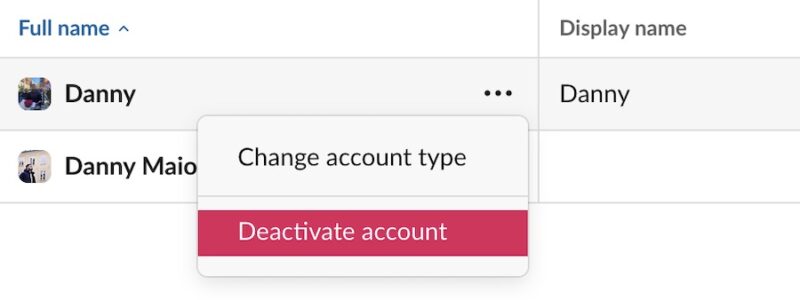 Deactivate an Account in Slack
