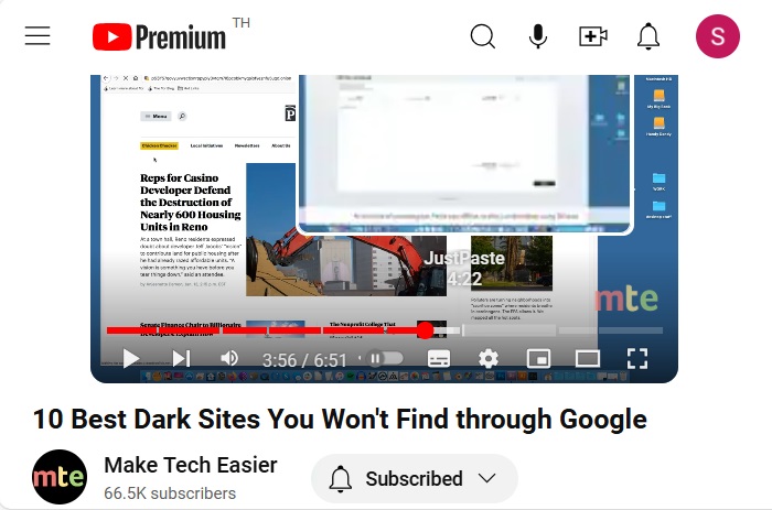 Video chapters splitting a YouTube video by sections.