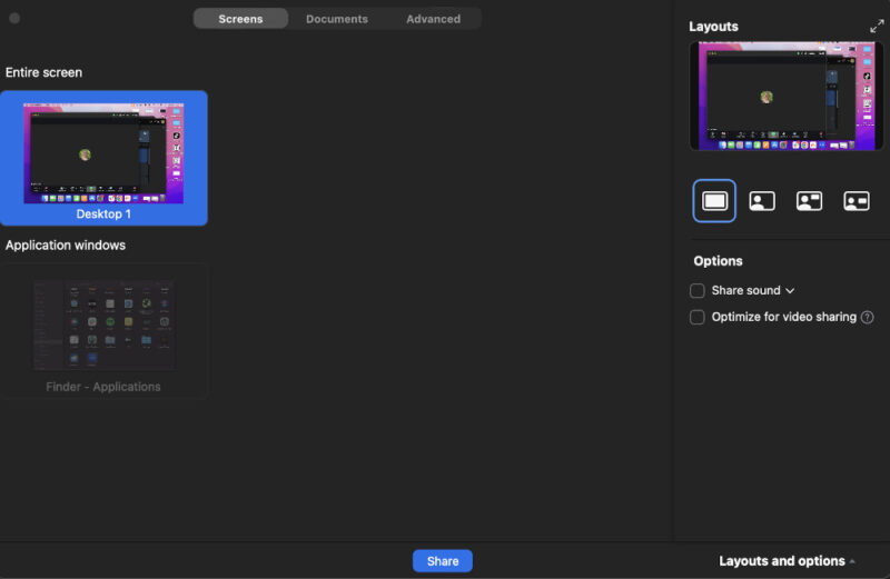 A view of Zoom screen share in meeting