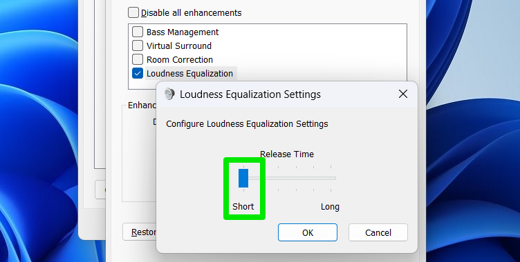 Adjust Loudness Equalization release time