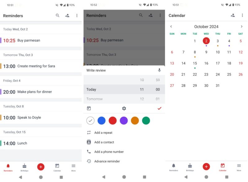 BZ Reminder app interface overview.