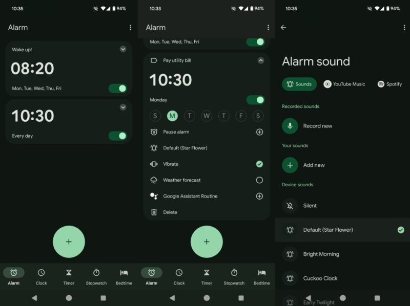 Google Clock app interface overview.
