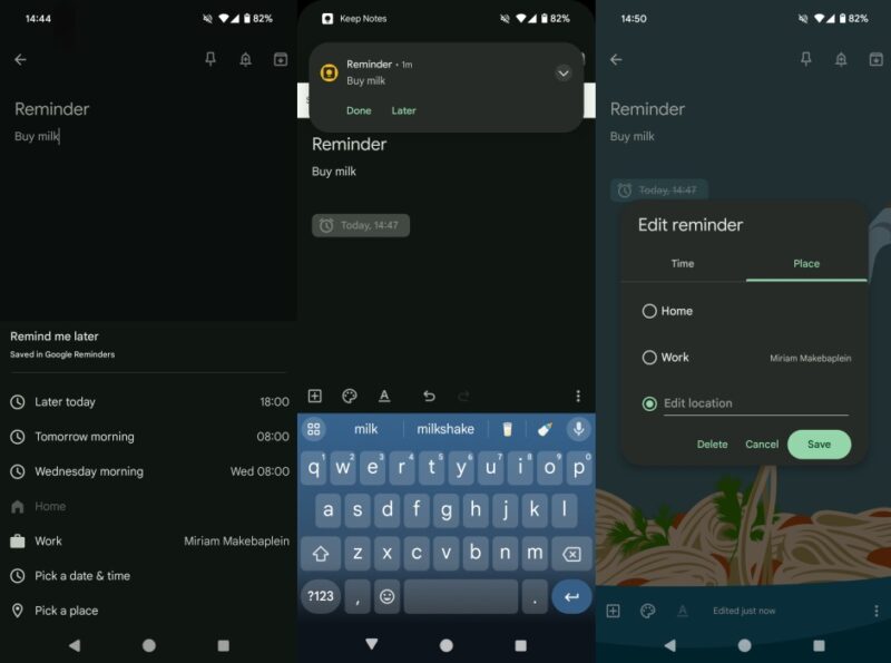 Google Keep app interface overview.