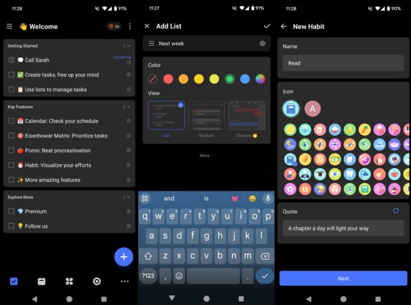 TickTick app interface overview.