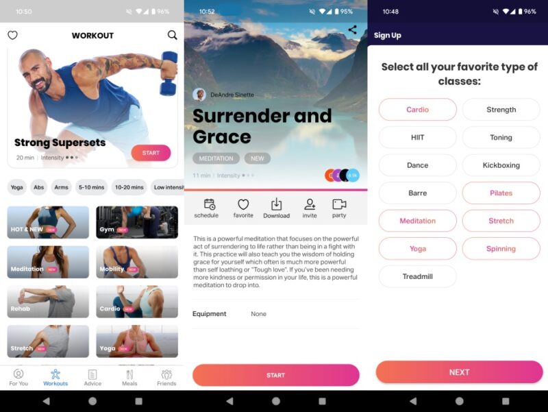 FitOn app interface overview. 