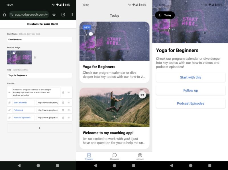 Nudge app interface overview. 