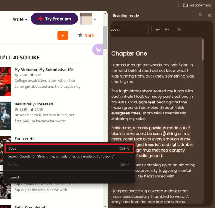 Using the Copy option from Chrome's Reading Mode. 