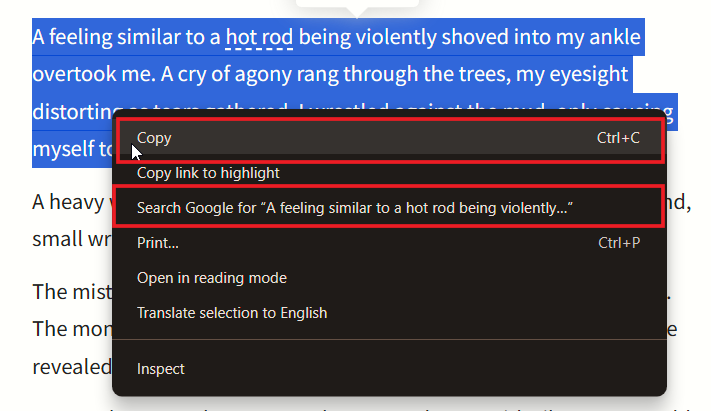 Right-click option in Chrome is reactivated with extension. 