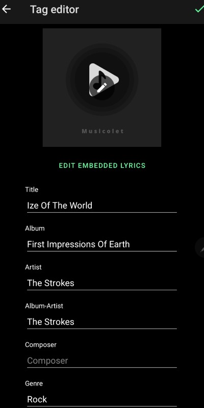 Edit Metadata Info Tag Musicolet