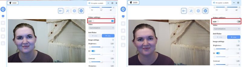 Comparing HDR settings on EMEET cam.