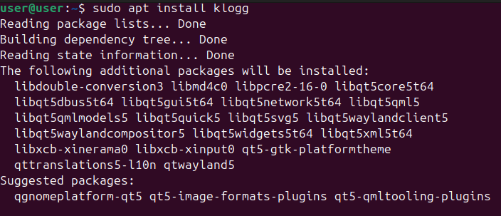 Installing Klogg on Ubuntu.