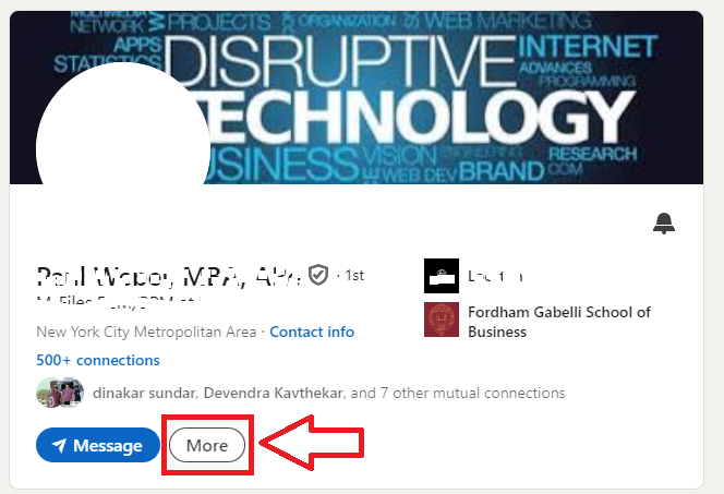 Click on More button on someone's LinkedIn profile