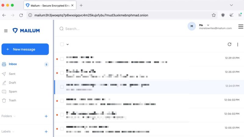 Mailum In Tor Browser