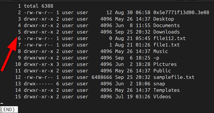 Numbering output command In less interface utility.