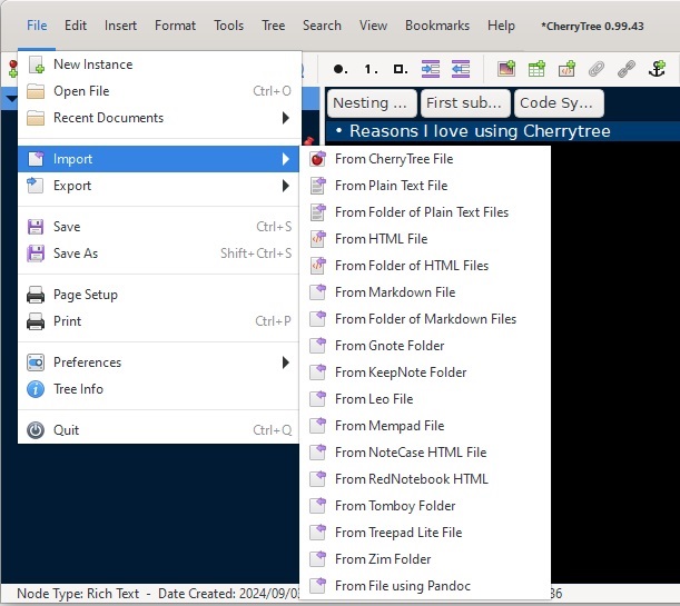 Importing notes from other note taking apps.