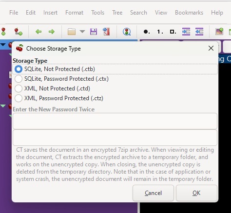 Creating a password protected instance of Cherrytree.