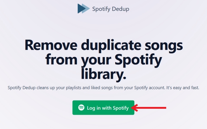 Clicking on "Log in with Spotify" button on Spotify Dedup page.