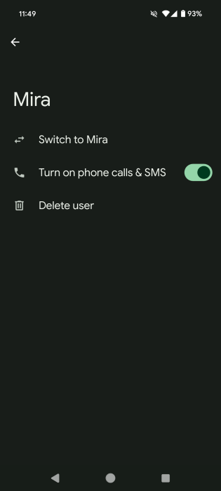 Switching to a new guest profile on Android.