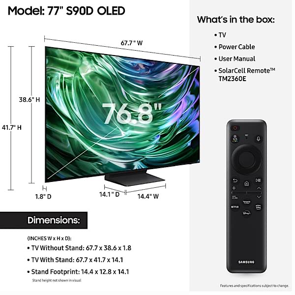 Samsung S90d Smart Tv Specifications