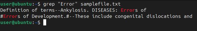 Searching through grep command within specified file.