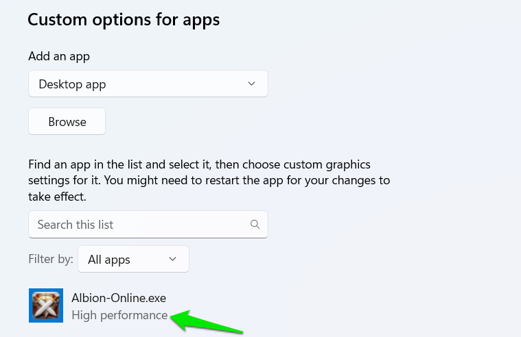 A game with high performance GPU option