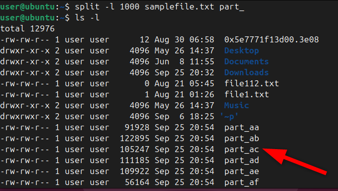 Splitting files to smaller chunks using split command.