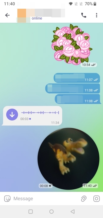 Sending video note in Telegram app.